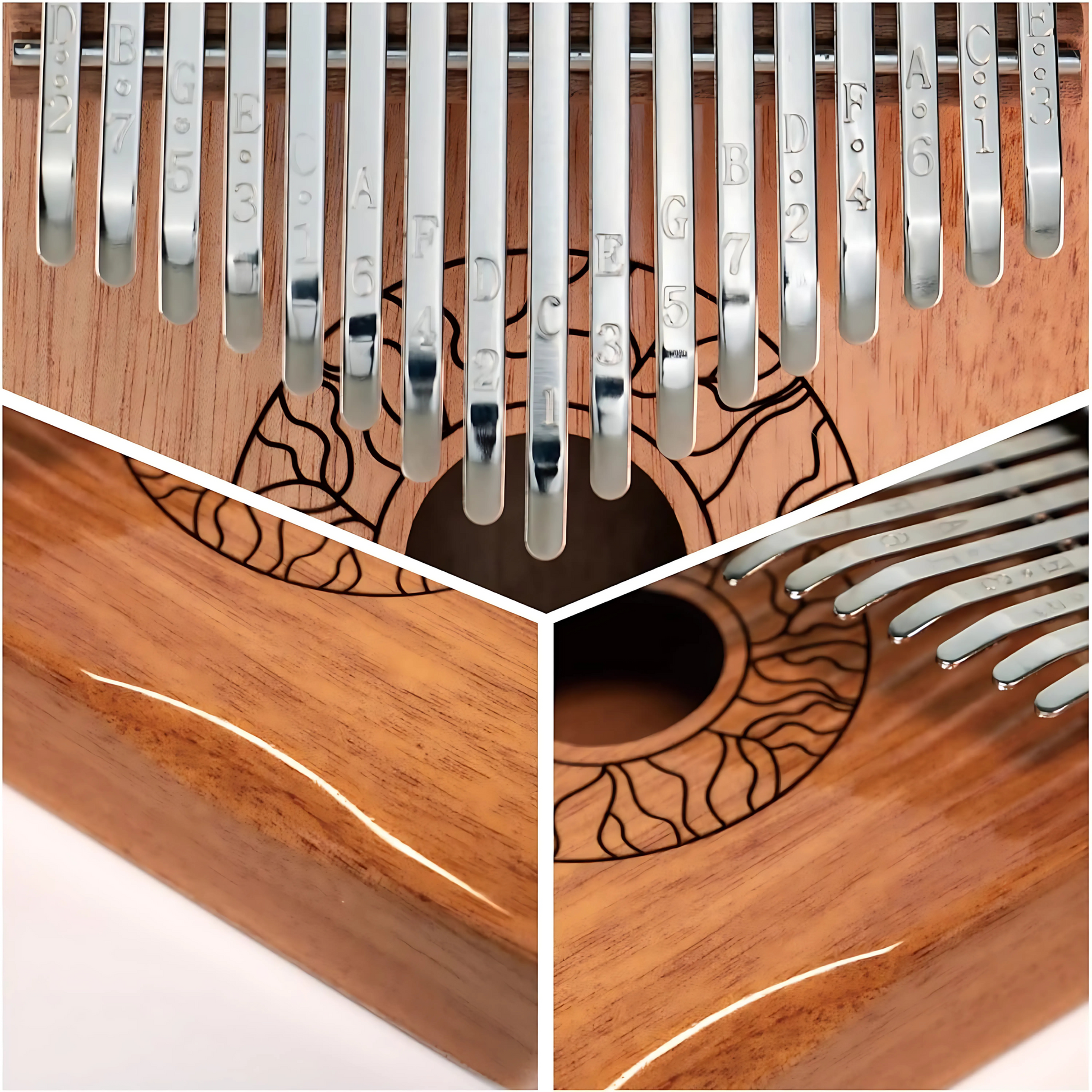 UBliss Kalimba 17 Key Mahogany Wood Thumb Piano | Soft Melodic Tone | Carry Bag & Learning Guide | Portable Musical Instrument for Relaxation, Meditation & Beginners.
