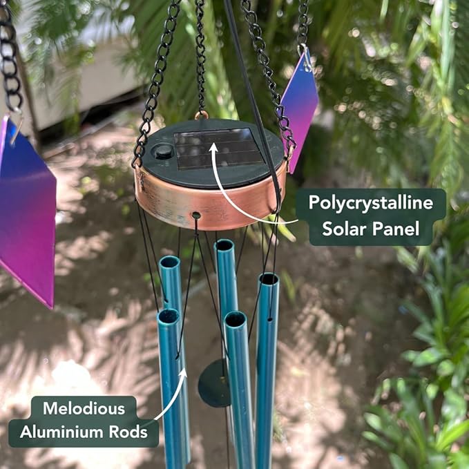 UBliss Peacock Wind Chime with Soothing Sound – Decorative Metal Art with Tuned Aluminum Pipes & Hanging Decoration for Balcony, Garden Or Patio Decor.