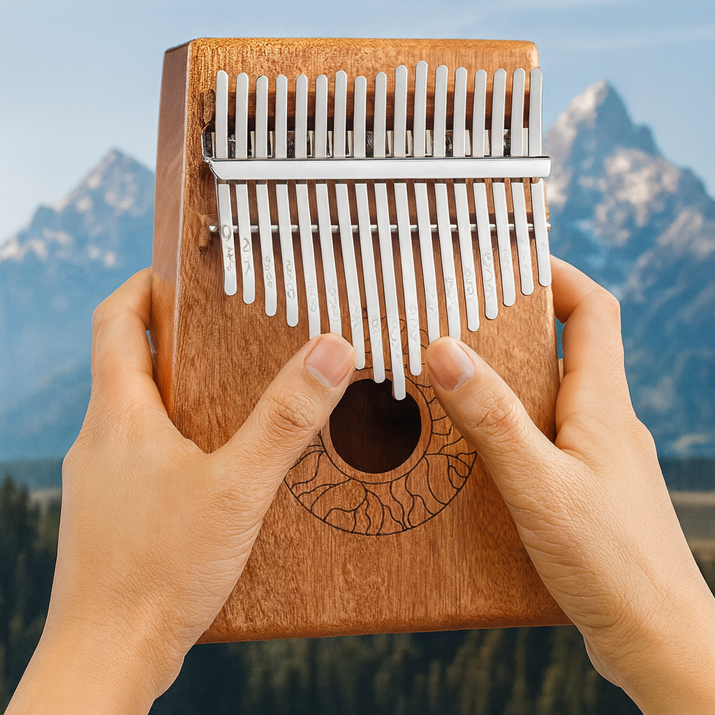 UBliss Kalimba 17 Key Mahogany Wood Thumb Piano | Soft Melodic Tone | Carry Bag & Learning Guide | Portable Musical Instrument for Relaxation, Meditation & Beginners.