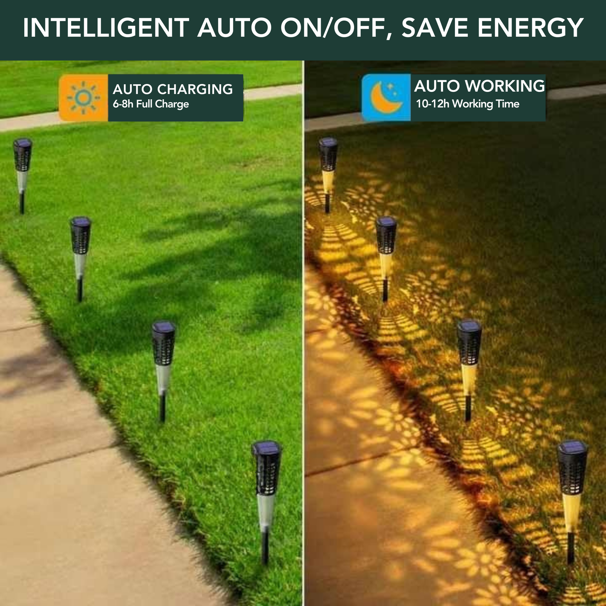 UBliss Solar Garden Lights – LED Outdoor Pathway Lighting | IP65 Waterproof, Auto On/Off, Warm White Glow, for Garden, Patio, Yard, Lawn