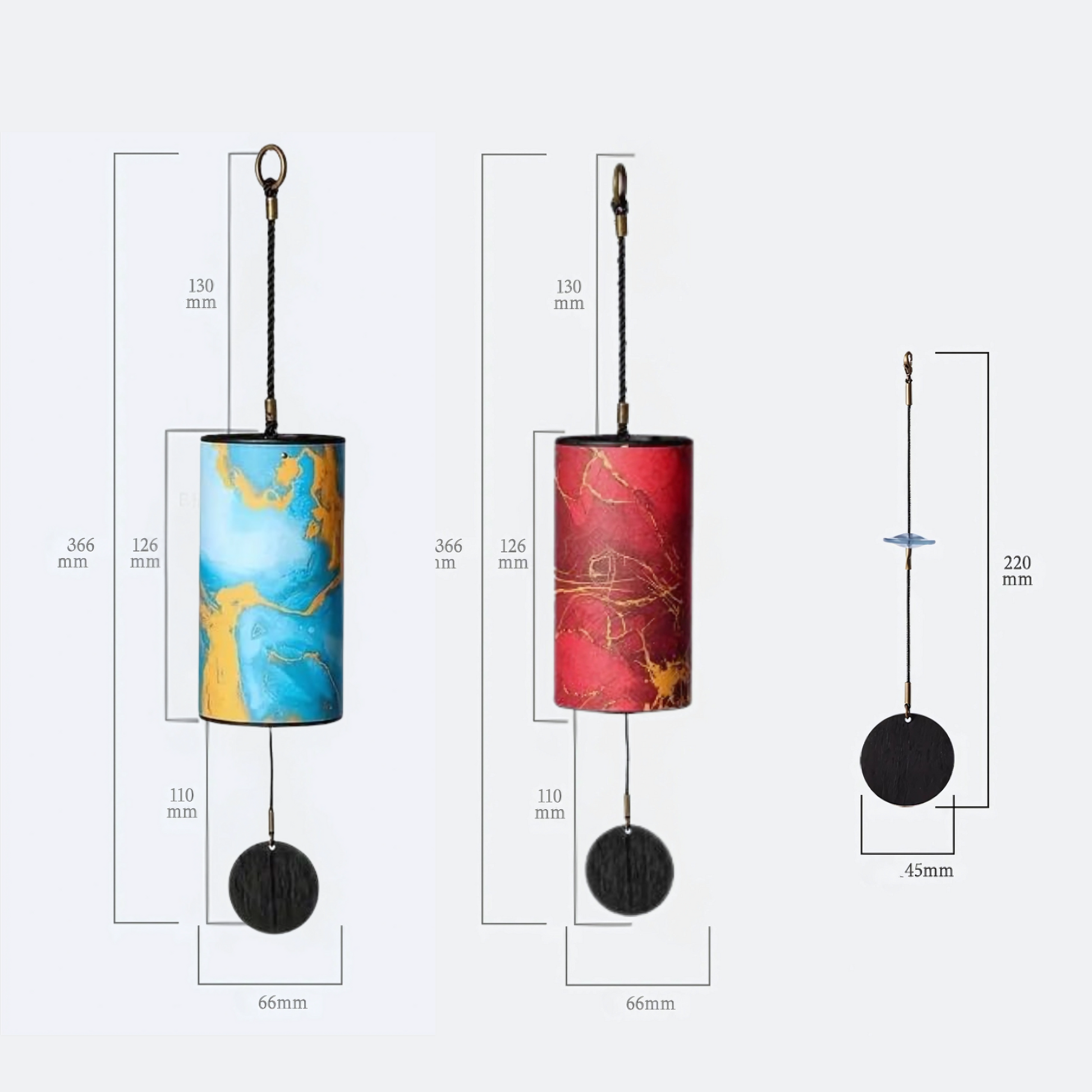UBliss (Red+Blue ) 9 Bars Nanmu Bamboo & Specialty Paper Wind Chime Combo Pack of 2 - Energy Series for Mindfulness, Yoga, Relaxation, Sound Healing & Outdoor Decor
