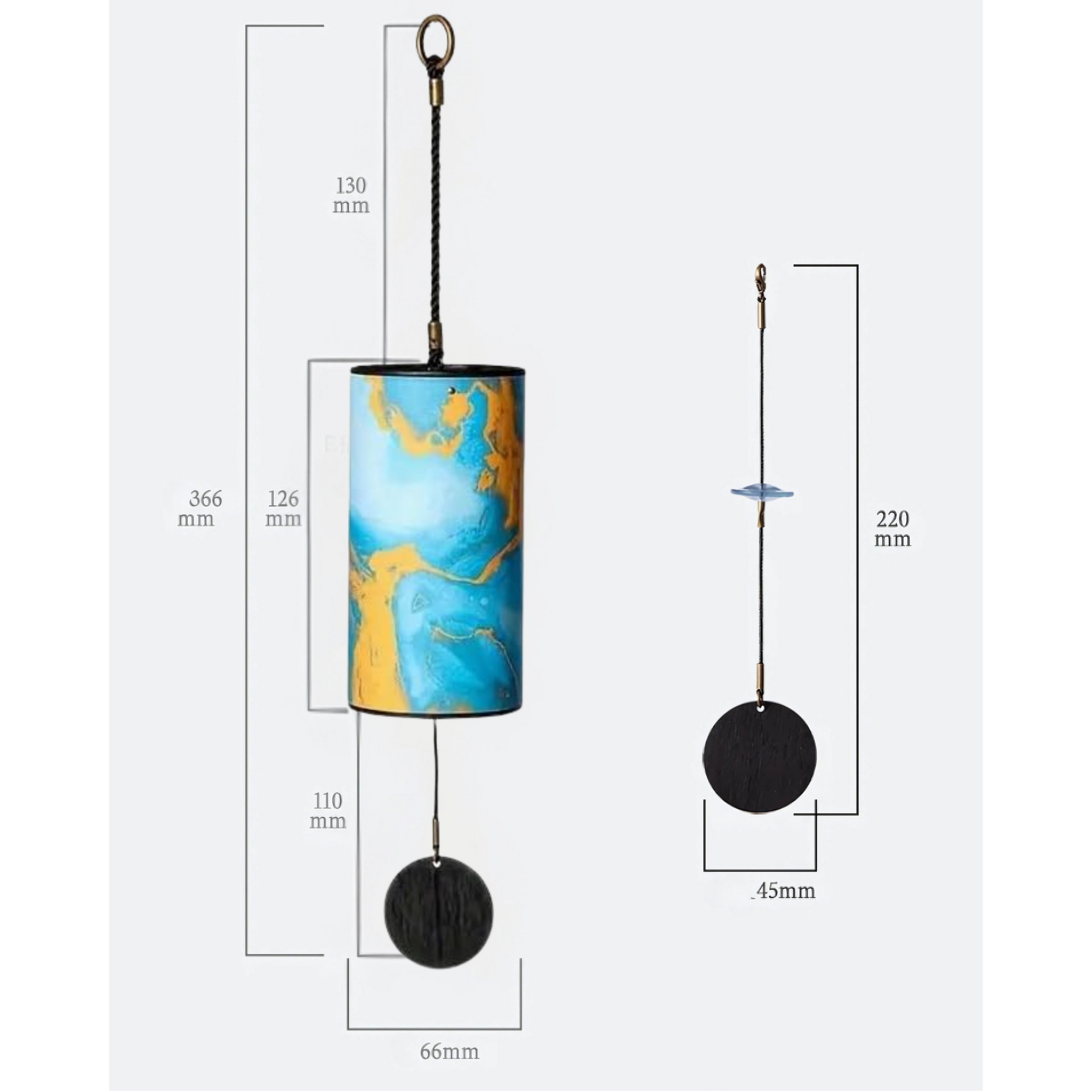 UBliss Blue (Specialty Paper) 9-Note Meditation Wind Chime – Tuned Octagon Bars in G Major, Soothing Energy Series for Yoga, Relaxation, Sound Healing & Outdoor Decor