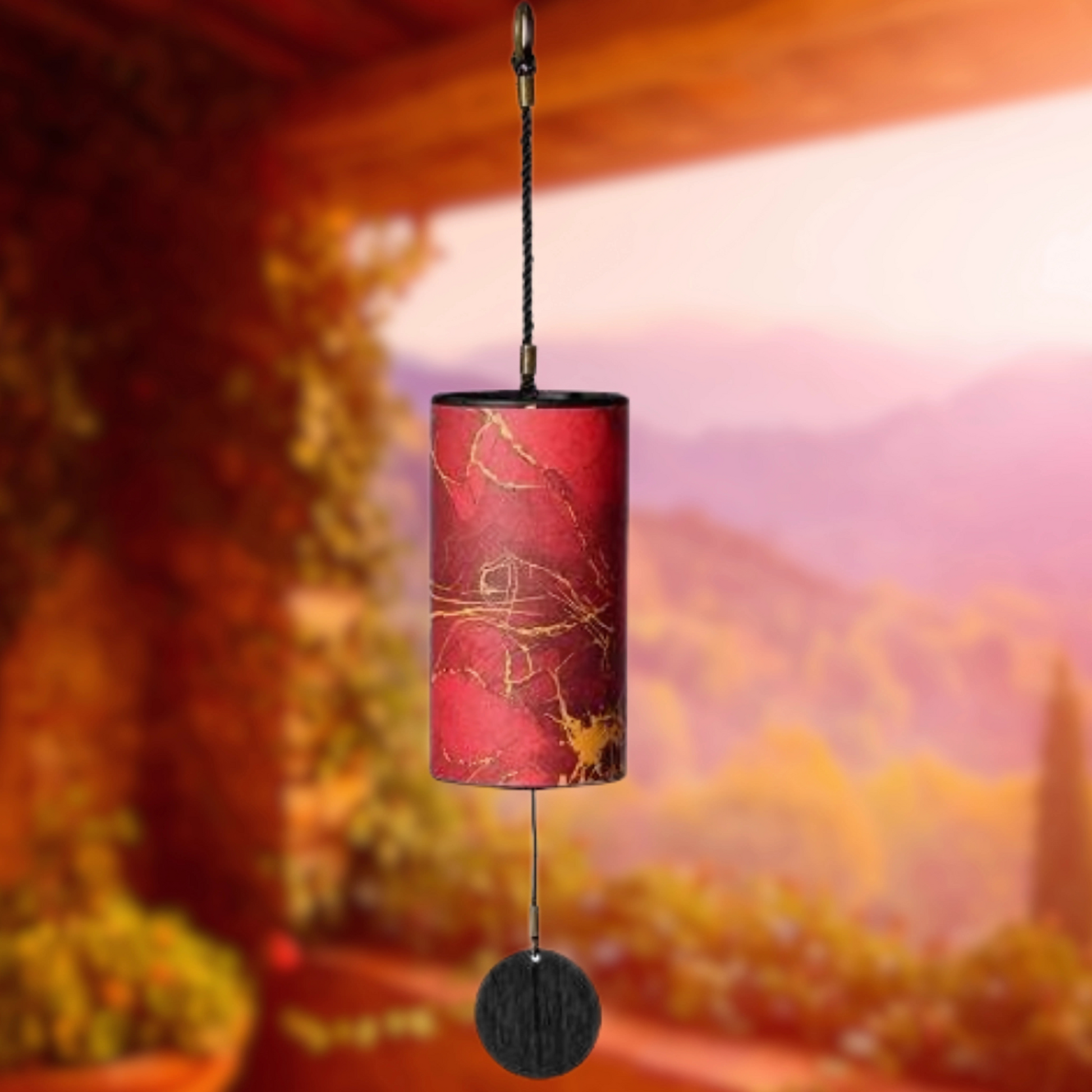 UBliss Red (Specialty Paper) 9-Note Meditation Wind Chime – Tuned Octagon Bars in G Major, Soothing Energy Series for Yoga, Relaxation, Sound Healing & Outdoor Decor
