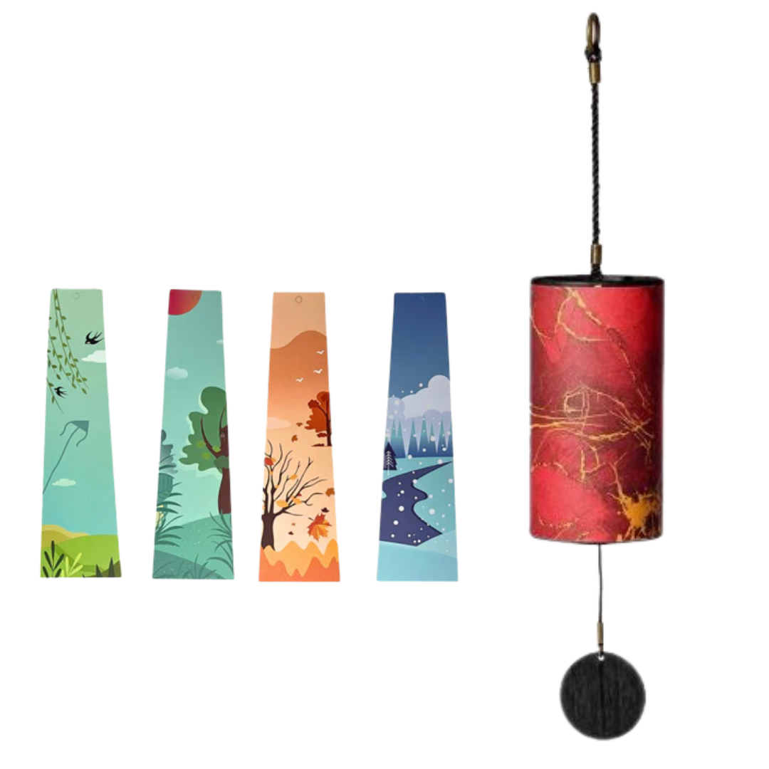 UBliss Red (Specialty Paper) 9-Note Meditation Wind Chime – Tuned Octagon Bars in G Major, Soothing Energy Series for Yoga, Relaxation, Sound Healing & Outdoor Decor