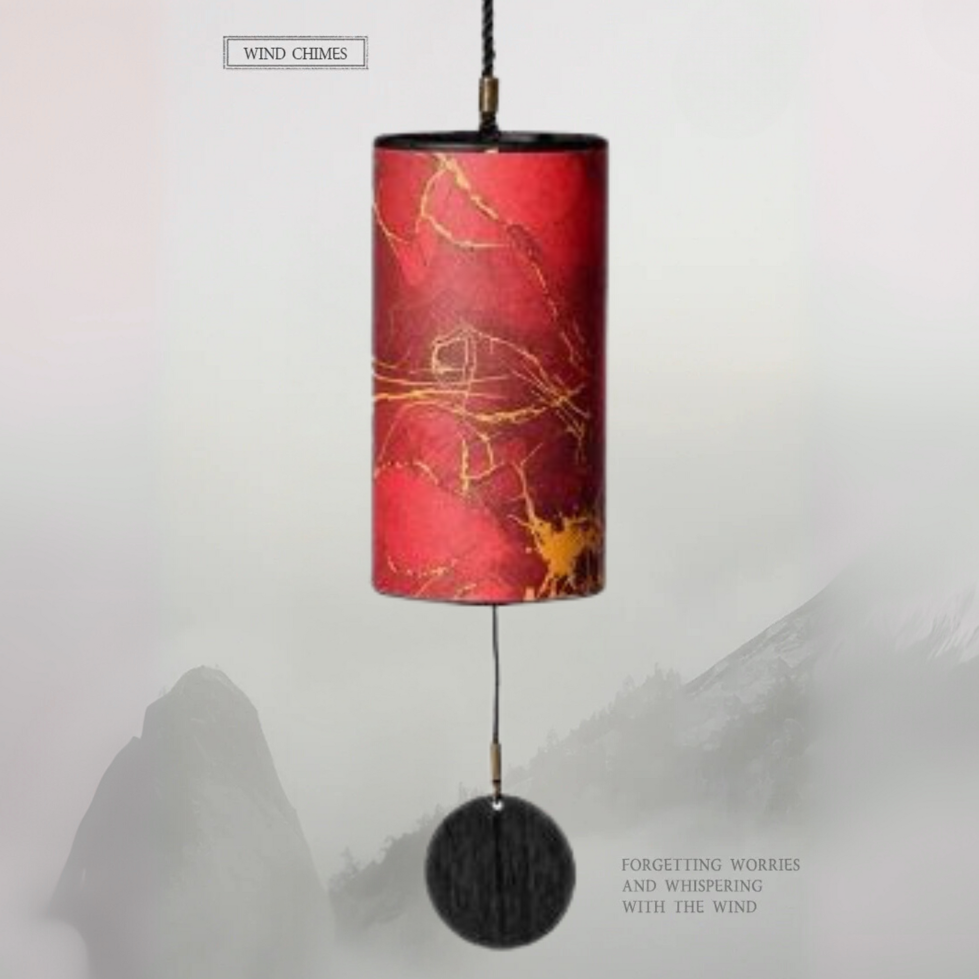 UBliss Red (Specialty Paper) 9-Note Meditation Wind Chime – Tuned Octagon Bars in G Major, Soothing Energy Series for Yoga, Relaxation, Sound Healing & Outdoor Decor