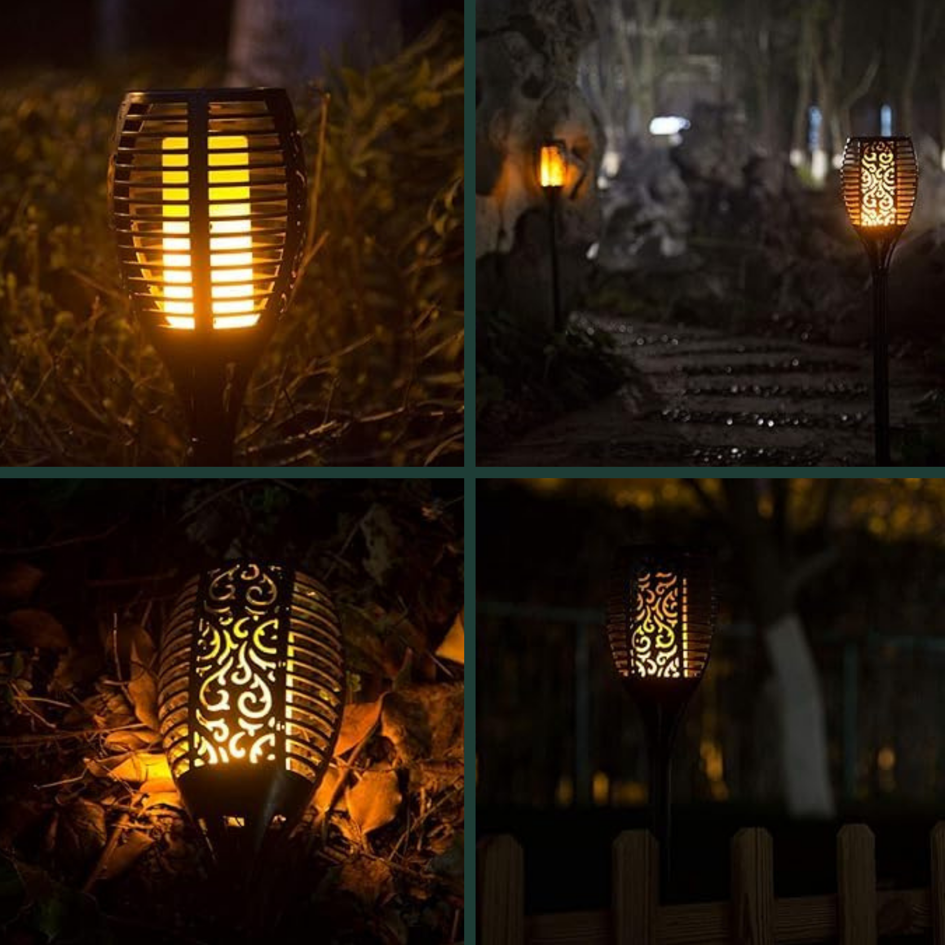 UBliss Solar Flame Lights – 96 LEDs per Light, Real Flickering Flame Effect, Solar Powered & Rechargeable, IP65 Waterproof Outdoor Garden Pathway Lights