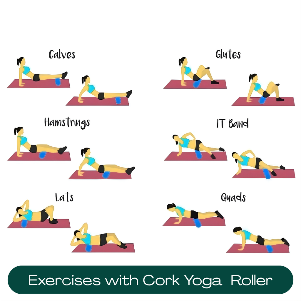 Ubliss Cork Yoga Roller with FREE Peanut Massage Ball | Natural Deep Tissue Foam Roller for Muscle Recovery, Back Pain Relief & Fitness Therapy