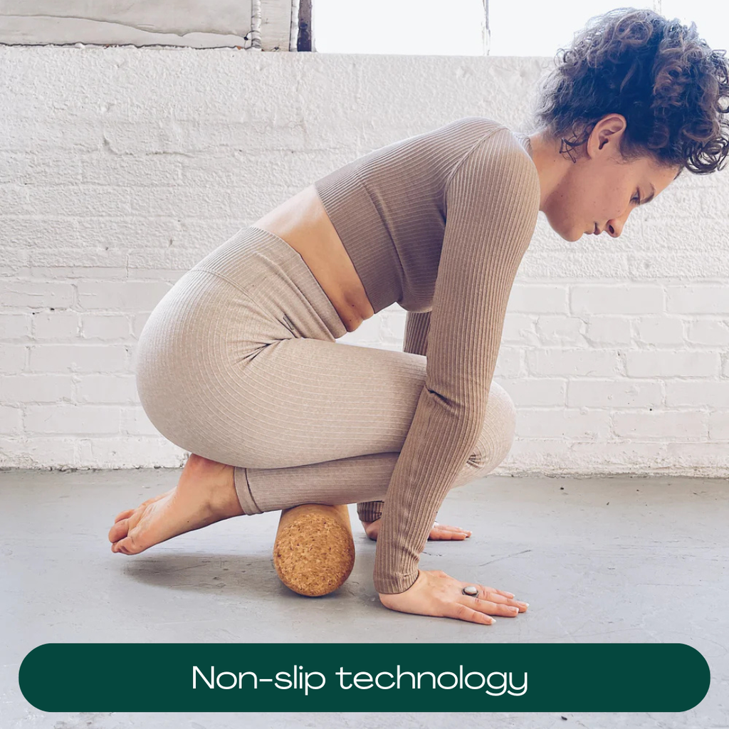 Ubliss Cork Yoga Roller with FREE Peanut Massage Ball | Natural Deep Tissue Foam Roller for Muscle Recovery, Back Pain Relief & Fitness Therapy