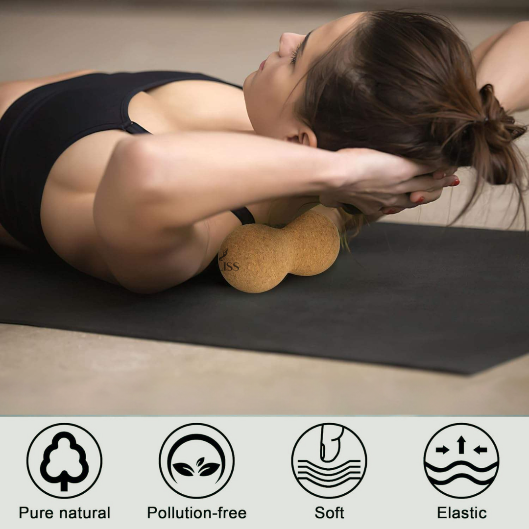 UBliss Natural Cork Peanut Massager Ball – Deep Tissue Pressure, Spine Alignment Support & Full-Body Muscle Recovery Tool