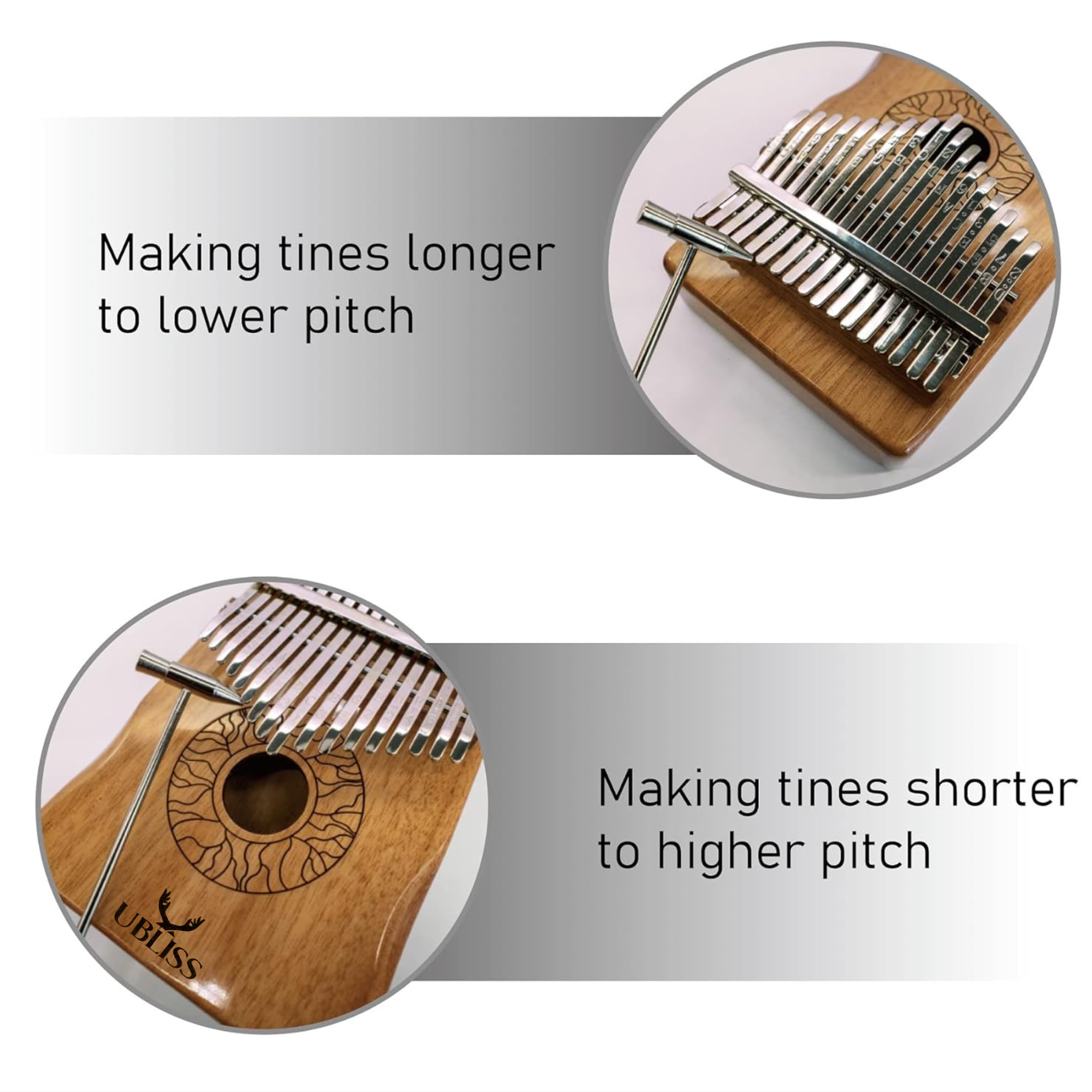 UBliss Kalimba 17 Key Mahogany Wood Thumb Piano | Soft Melodic Tone|  Portable Musical Instrument for Relaxation, Meditation & Beginners.