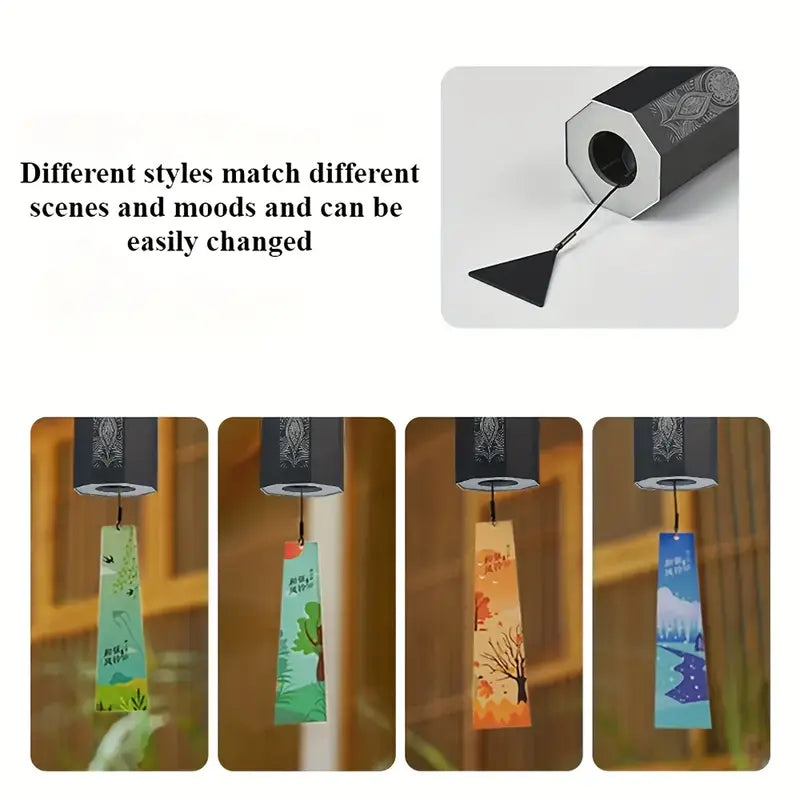 UBliss Aluminium Wind Chime 8 Notes, Octagon 8 Bars Meditation Series Single Swing