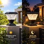 RGB Solar Pillar Lamp with Remote Control P65 Waterproof, Auto On/Off Dusk to Dawn, Wireless Solar Lamp for Gate Post, Boundary Wall, Garden, Balcony