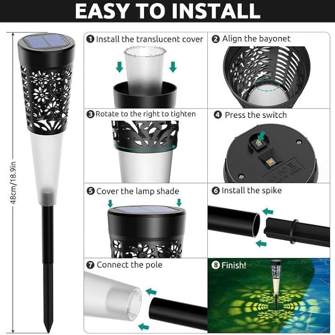 UBliss Solar Garden Lights – LED Outdoor Pathway Lighting | IP65 Waterproof, Auto On/Off, Warm White Glow, for Garden, Patio, Yard, Lawn