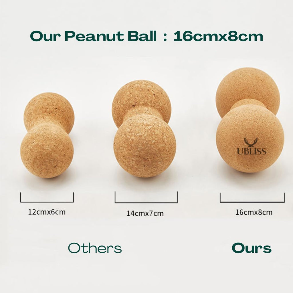 UBliss Premium Cork Set – 2 Blocks | 2 Massage Balls | 1 Peanut Massager Ball | Natural, Non-Slip & Eco-Friendly Yoga & Mobility Kit