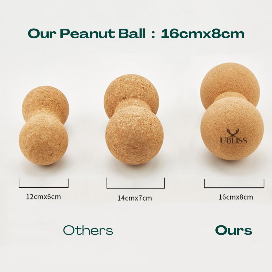 UBliss Premium Cork Set – 2 Blocks | 2 Massage Balls | 1 Peanut Massager Ball | Natural, Non-Slip & Eco-Friendly Yoga & Mobility Kit
