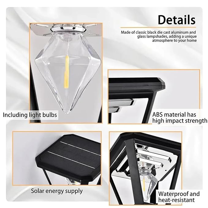 UBliss Diamond Cube Solar LED Garden Light | Outdoor Waterproof Decorative Pathway Lamp for Gate, Pillar, Lawn, Balcony & Garden | Warm White Solar Powered Light