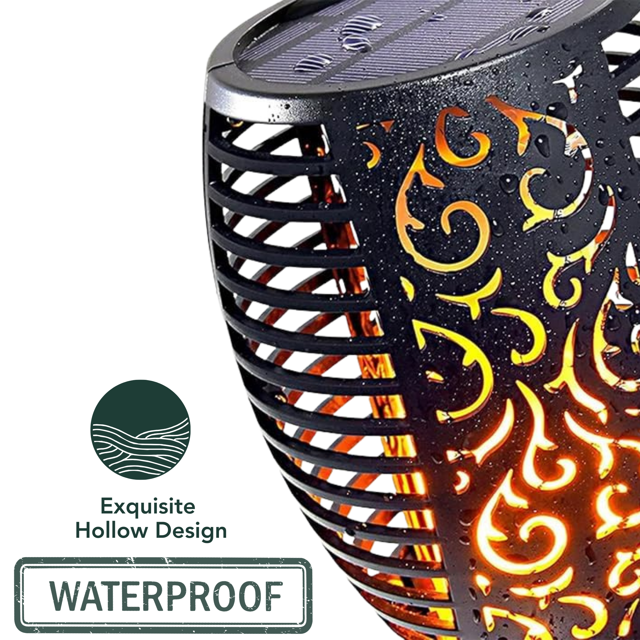 UBliss Solar Flame Lights – 96 LEDs per Light, Real Flickering Flame Effect, Solar Powered & Rechargeable, IP65 Waterproof Outdoor Lights