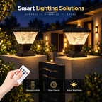 RGB Solar Pillar Lamp with Remote Control P65 Waterproof, Auto On/Off Dusk to Dawn, Wireless Solar Lamp for Gate Post, Boundary Wall, Garden, Balcony