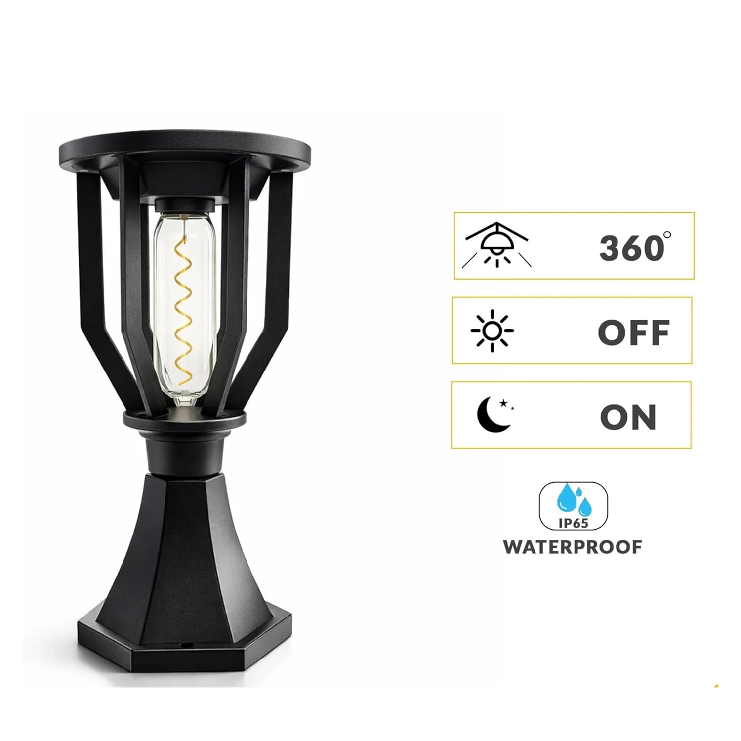 UBliss Spiral Solar Powered Outdoor Gate Light | Decorative | LED Warm White | Waterproof Garden, Fence & Pillar Lamp