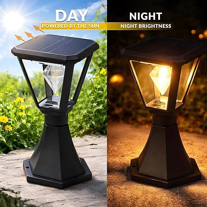 UBliss Diamond Cube Solar LED Garden Light | Outdoor Waterproof Decorative Pathway Lamp for Gate, Pillar, Lawn, Balcony & Garden | Warm White Solar Powered Light