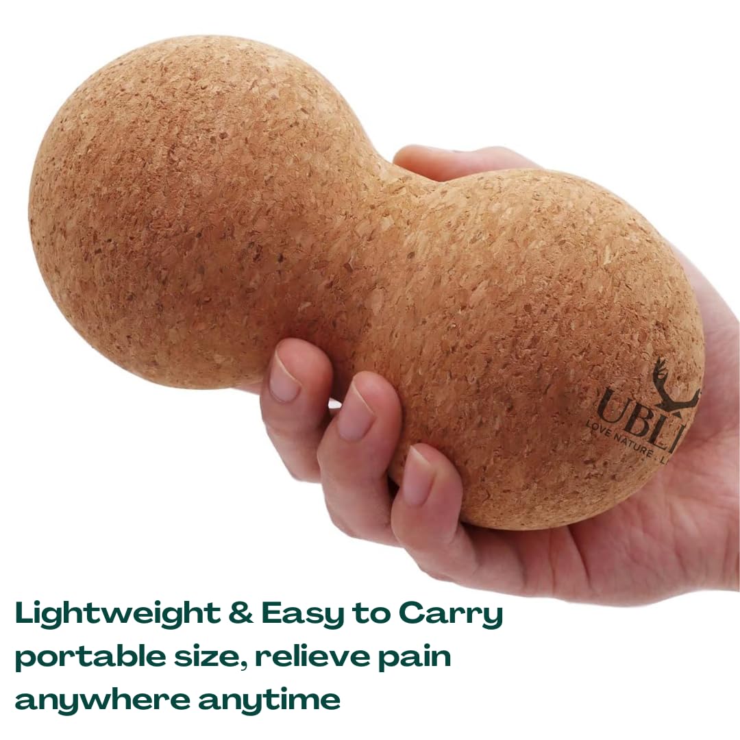 UBliss Premium Cork Set – 2 Blocks | 2 Massage Balls | 1 Peanut Massager Ball | Natural, Non-Slip & Eco-Friendly Yoga & Mobility Kit
