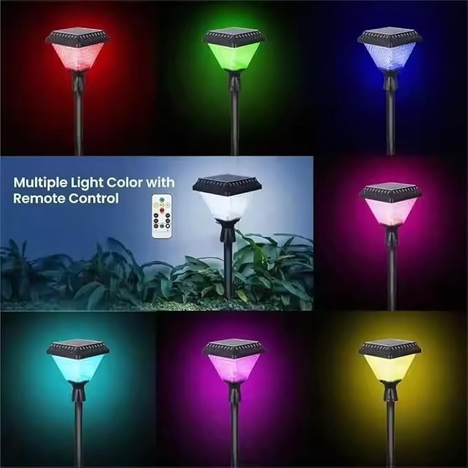 UBliss LED Solar Garden Lights with Remote Control | RGB Mode | Waterproof LED Pathway Lights for Outdoor Decoration, Driveways, and Landscaping