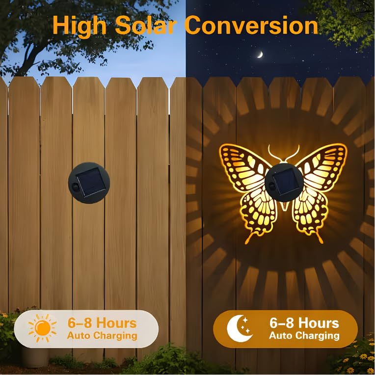 UBliss Solar Butterfly Shadow Garden Wall Light