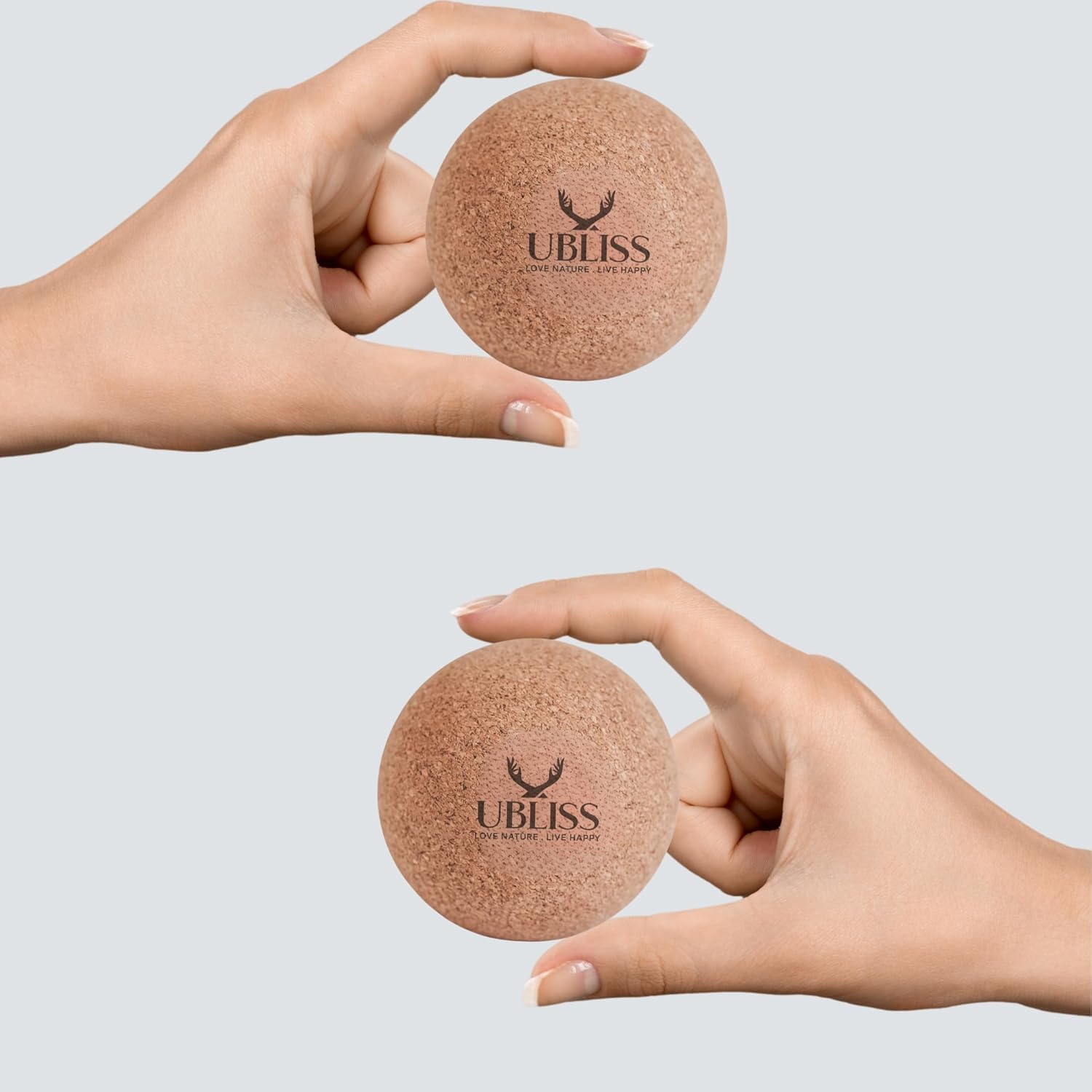 UBliss Premium Cork Set – 2 Blocks | 2 Massage Balls | 1 Peanut Massager Ball | Natural, Non-Slip & Eco-Friendly Yoga & Mobility Kit