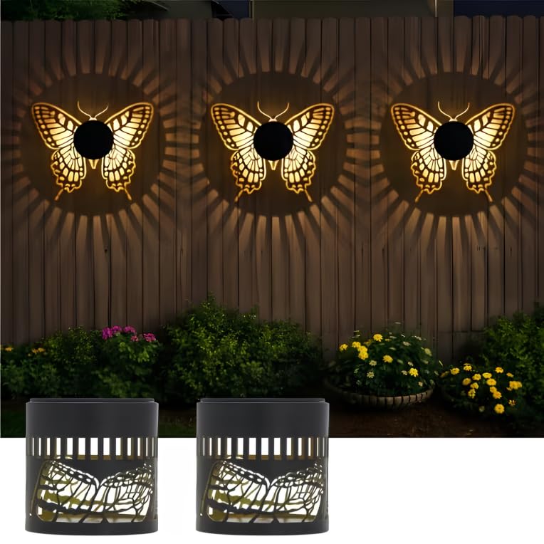 UBliss Solar Butterfly Shadow Garden Wall Light