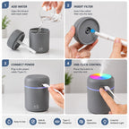 Portable Humidifier with RGB Light | USB C Powered 300ml