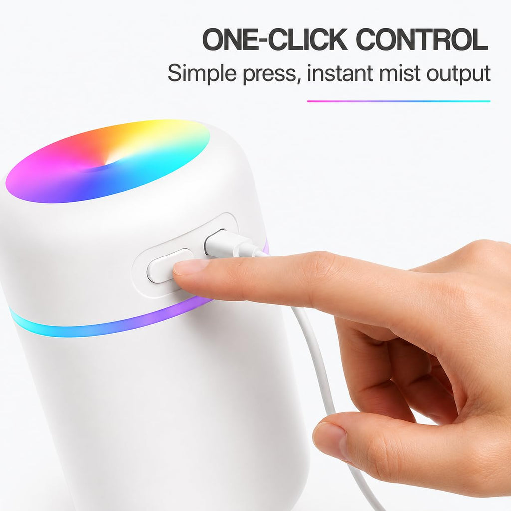Portable Humidifier with RGB Light | USB C Powered 300ml