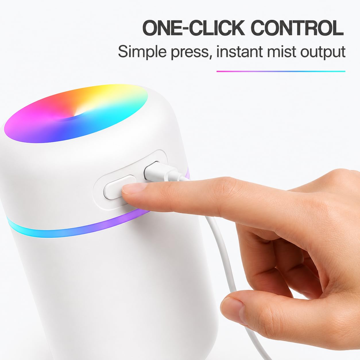 Portable Humidifier with RGB Light | USB C Powered 300ml