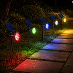 Solar RGB Spotlight with 18 LEDs, Color Changing Outdoor Garden Light, Waterproof Landscape Lamp with Adjustable Solar Panel & Auto Dusk to Dawn Sensor for Yard, Wall & Pathway Lighting