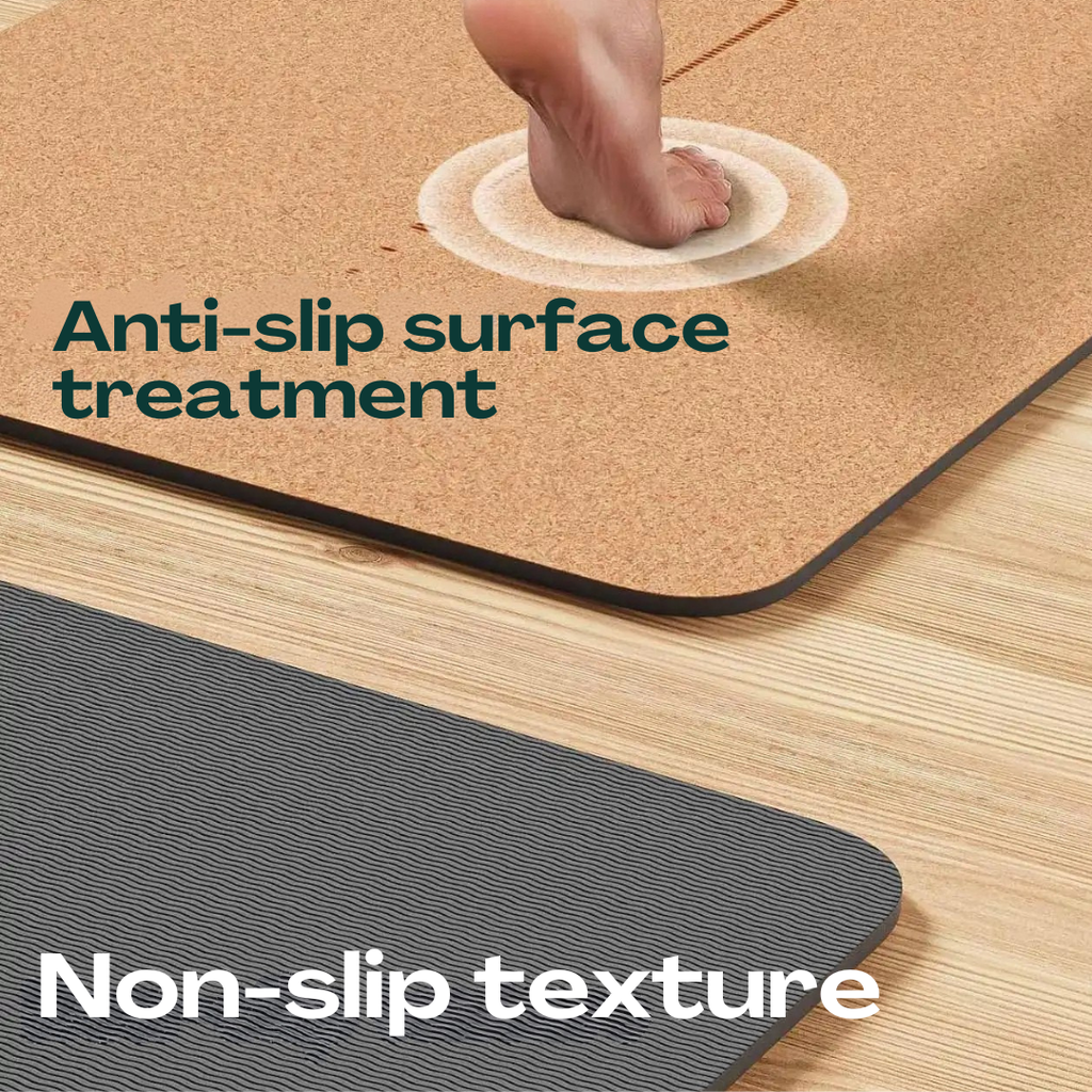 UBliss Premium Cork Yoga Mat Extra-Wide  (66 cm) – Natural, Eco-Friendly, Sweat-Activated Grip for Enhanced Comfort & Stability