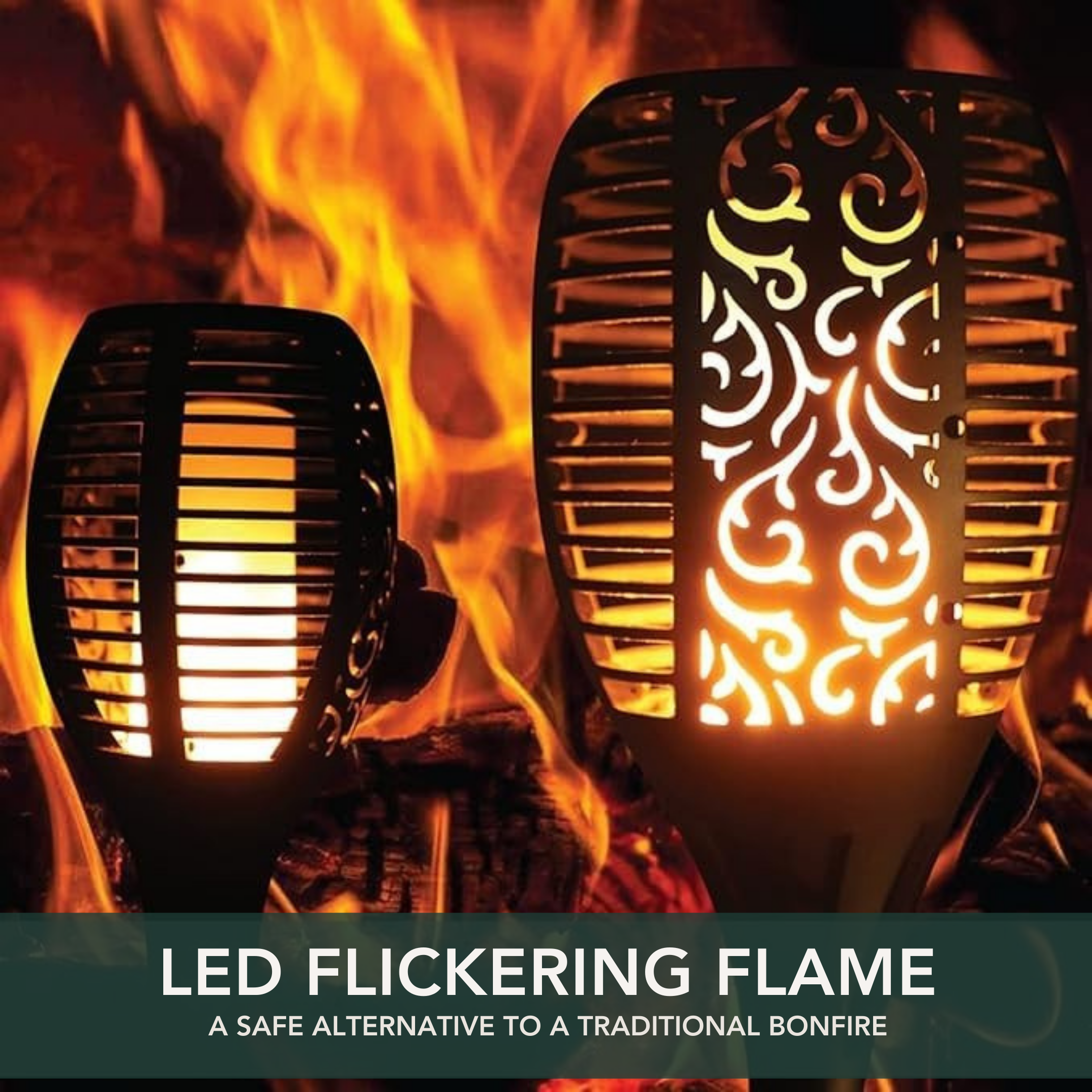 UBliss Solar Flame Lights – 96 LEDs per Light, Real Flickering Flame Effect, Solar Powered & Rechargeable, IP65 Waterproof Outdoor Lights