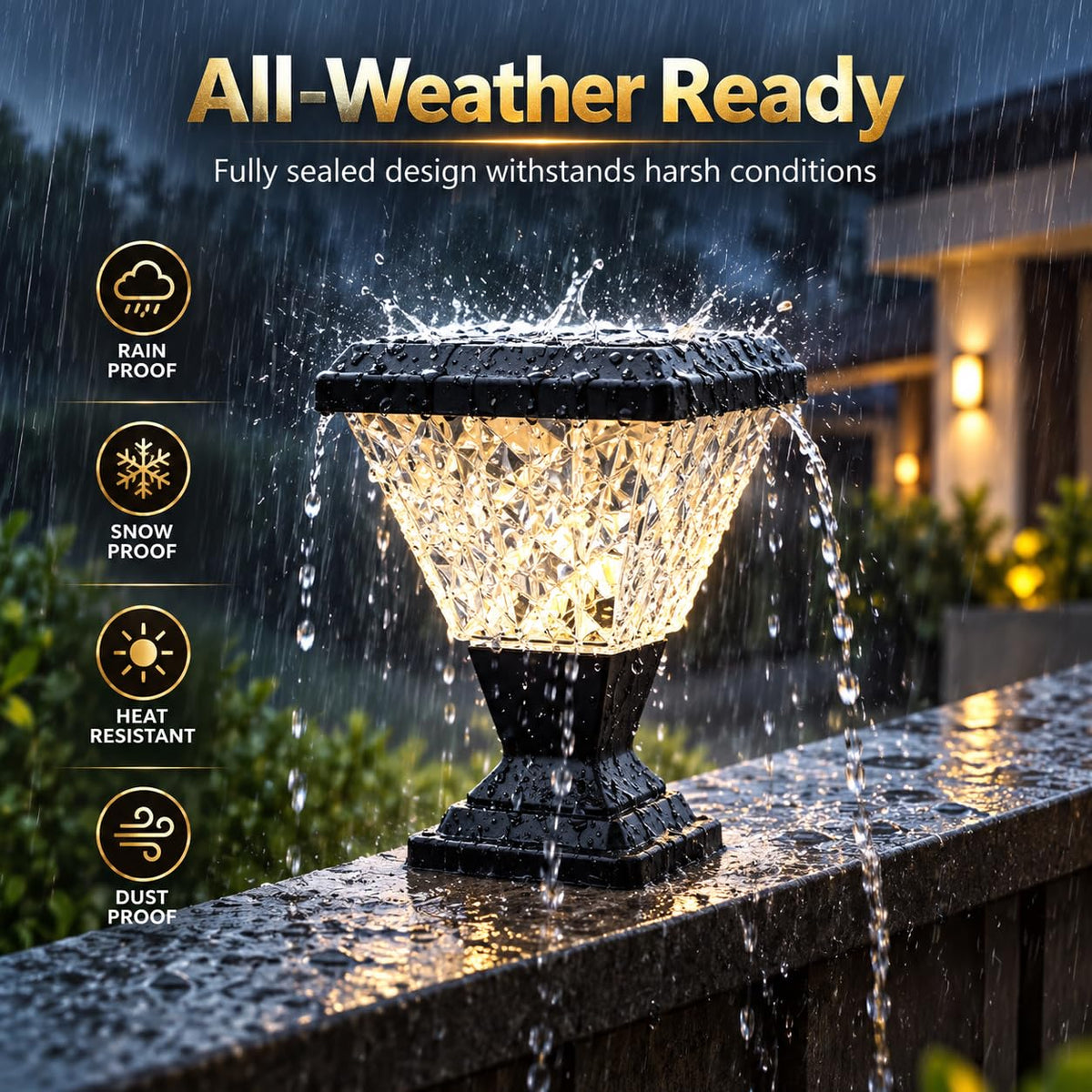 RGB Solar Pillar Lamp with Remote Control P65 Waterproof, Auto On/Off Dusk to Dawn, Wireless Solar Lamp for Gate Post, Boundary Wall, Garden, Balcony