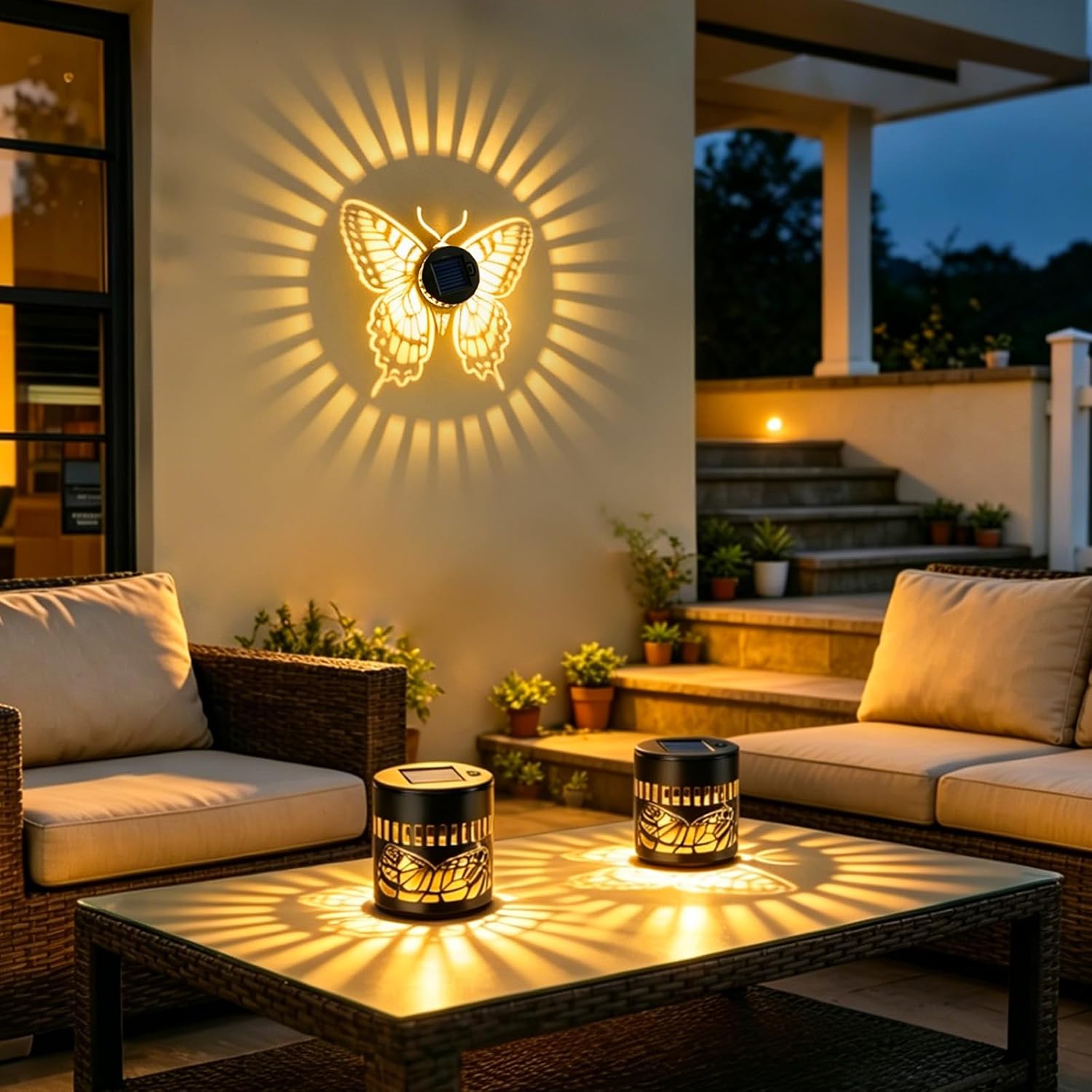UBliss Solar Butterfly Shadow Garden Wall Light