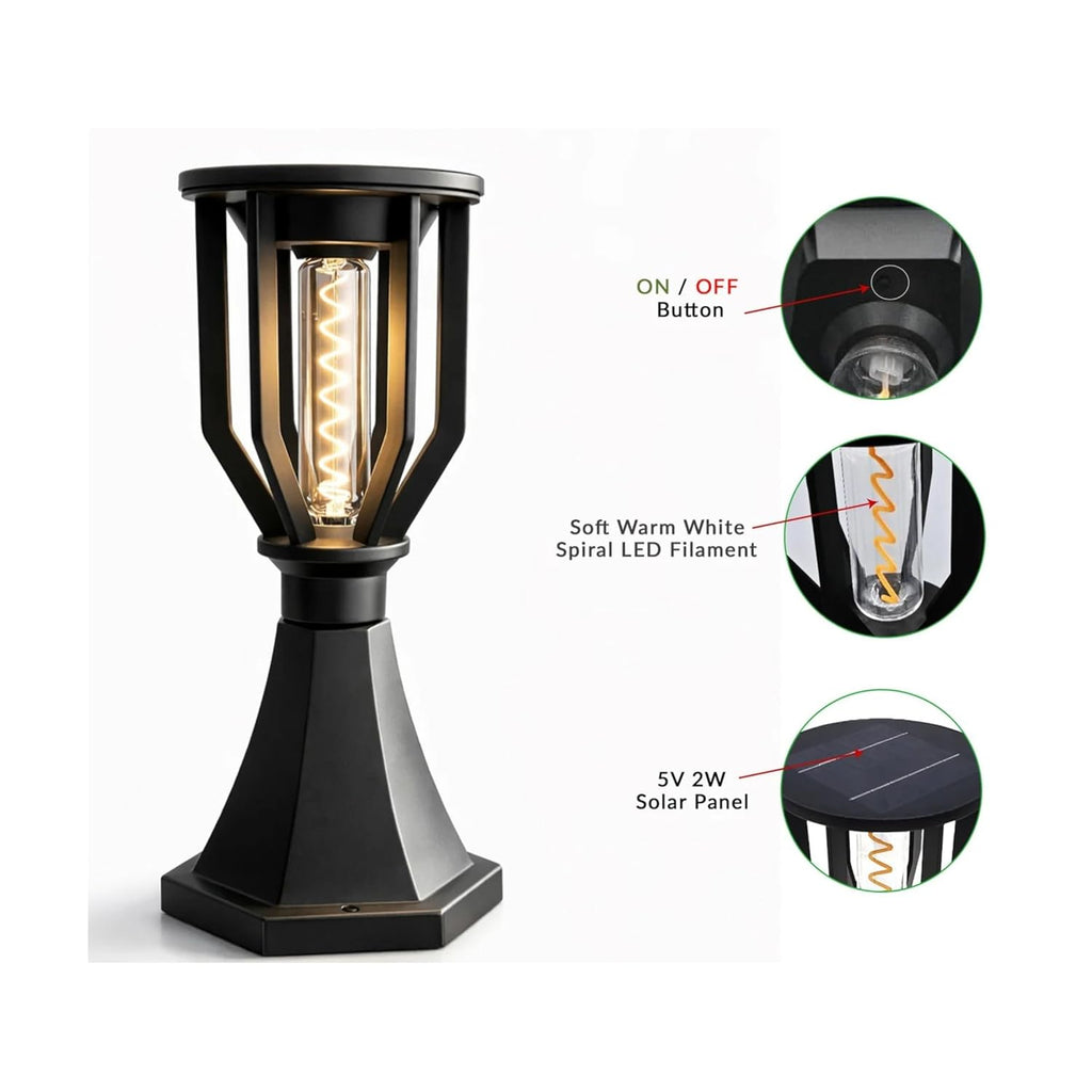 UBliss Spiral Solar Powered Outdoor Gate Light | Decorative | LED Warm White | Waterproof Garden, Fence & Pillar Lamp