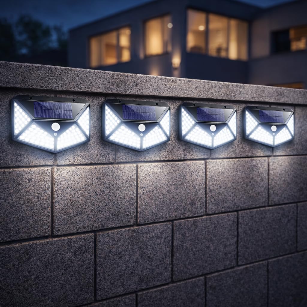 UBliss Solar Interaction Wall Lamp, Motion Sensor Outdoor Light, 100 LED Waterproof Solar Wall Light for Garden, Gate, Balcony, Pathway & Home Security