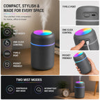 Portable Humidifier with RGB Light | USB C Powered 300ml