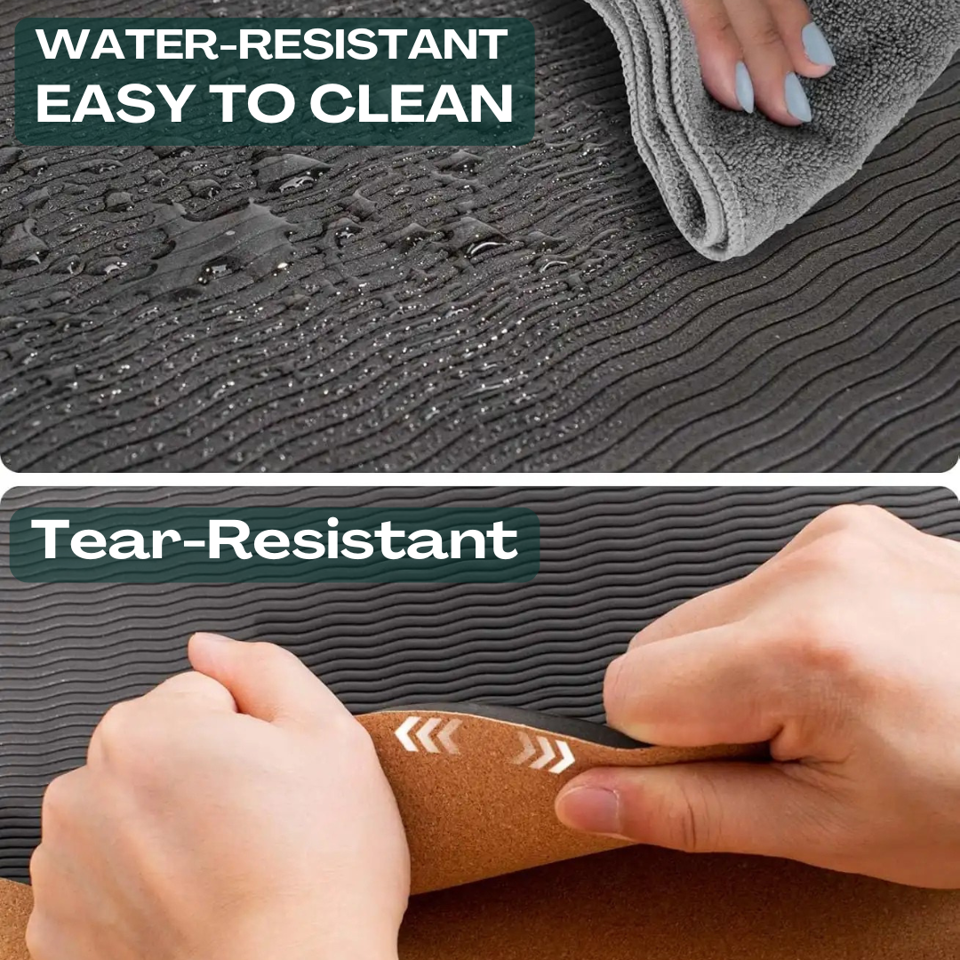 UBliss Premium Cork Yoga Mat Extra-Wide  (66 cm) – Natural, Eco-Friendly, Sweat-Activated Grip for Enhanced Comfort & Stability