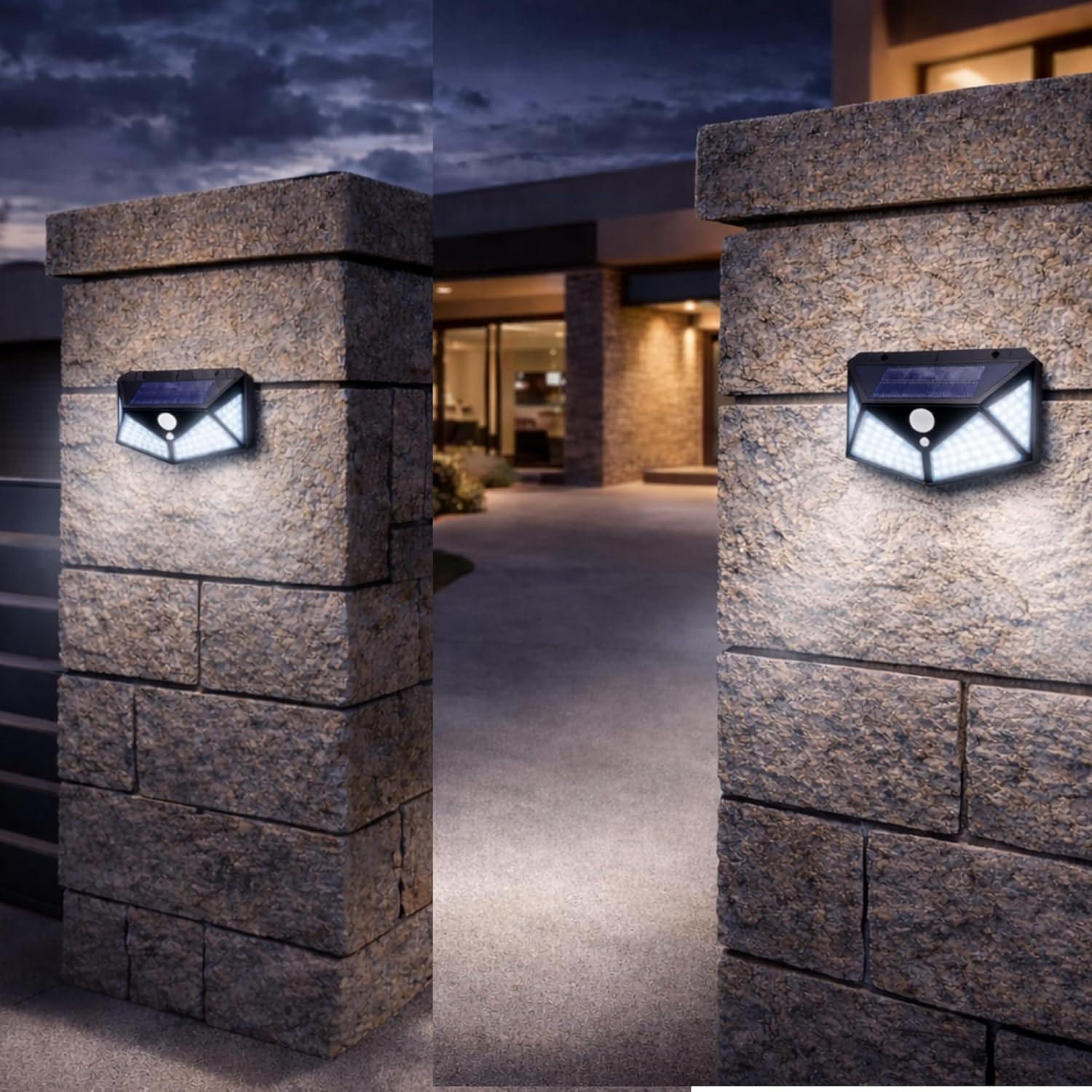 UBliss Solar Interaction Wall Lamp, Motion Sensor Outdoor Light, 100 LED Waterproof Solar Wall Light for Garden, Gate, Balcony, Pathway & Home Security