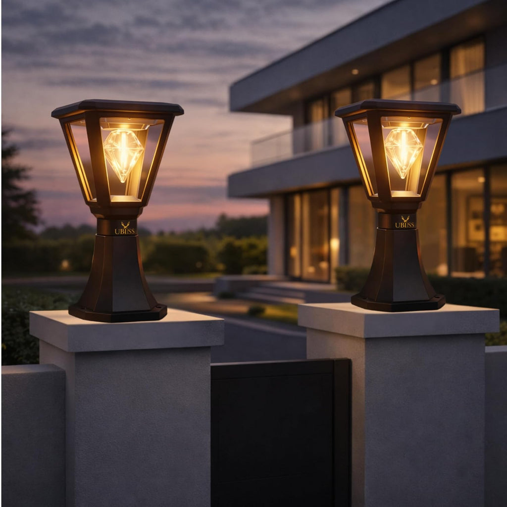 UBliss Diamond Cube Solar LED Garden Light | Outdoor Waterproof Decorative Pathway Lamp for Gate, Pillar, Lawn, Balcony & Garden | Warm White Solar Powered Light