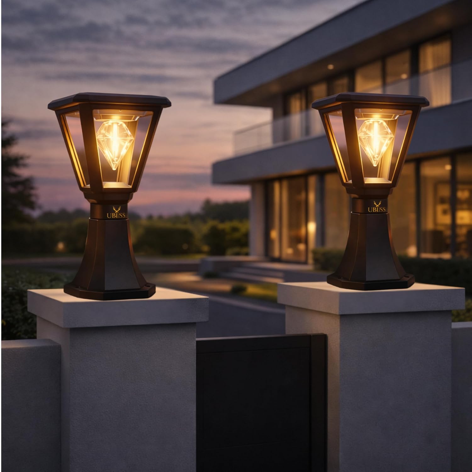 UBliss Diamond Cube Solar LED Garden Light | Outdoor Waterproof Decorative Pathway Lamp for Gate, Pillar, Lawn, Balcony & Garden | Warm White Solar Powered Light