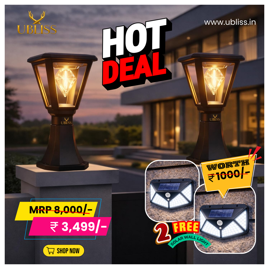 UBliss Diamond Cube Solar LED Garden Light | Outdoor Waterproof Decorative Pathway Lamp for Gate, Pillar, Lawn, Balcony & Garden | Warm White Solar Powered Light