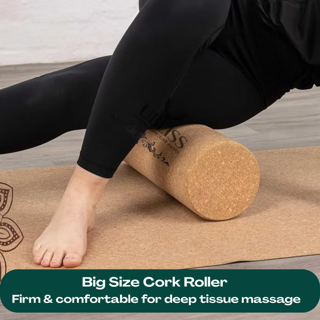 UBliss Ultimate Cork Yoga Combo Set – Extra-Wide Mat, 2 Yoga Blocks, Roller, 2 Massage Balls & Peanut Ball for Full-Body Support & Recovery