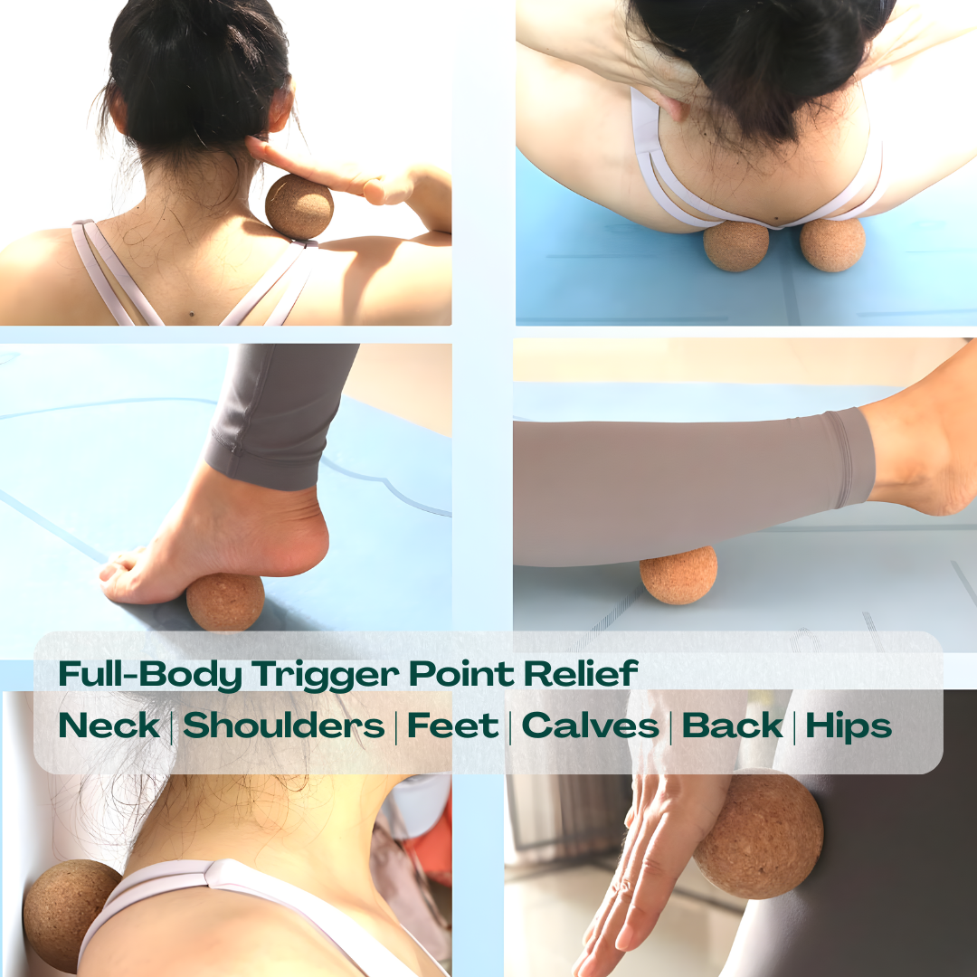 UBliss Natural Cork Yoga Massager Ball ( Set of 2 ) – Deep Pressure Trigger Point Therapy & Full-Body Mobility Tool