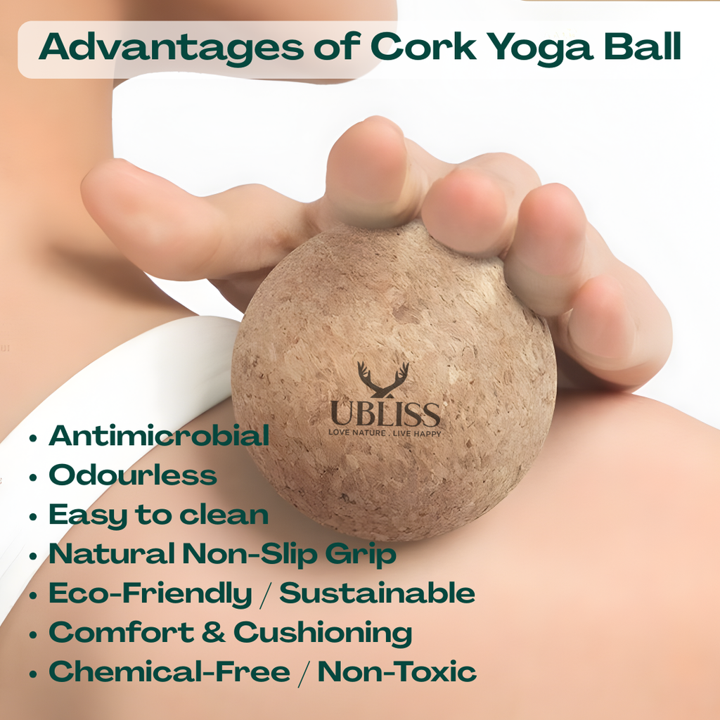 UBliss Natural Cork Yoga Massager Ball ( Set of 2 ) – Deep Pressure Trigger Point Therapy & Full-Body Mobility Tool