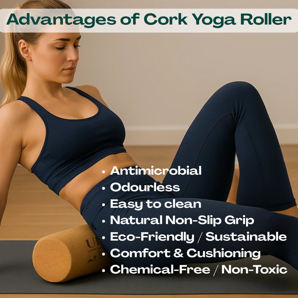 UBliss Natural Cork Yoga Roller – Eco-Friendly Massage & Stretching Tool for Muscle Recovery, Balance, and Flexibility – Ideal for Yoga, Pilates