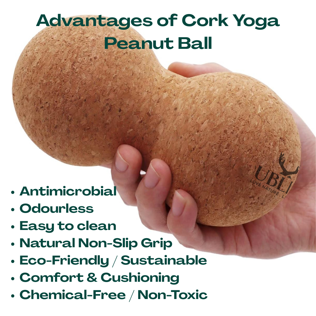 UBliss Natural Cork Peanut Massager Ball – Deep Tissue Pressure, Spine Alignment Support & Full-Body Muscle Recovery Tool